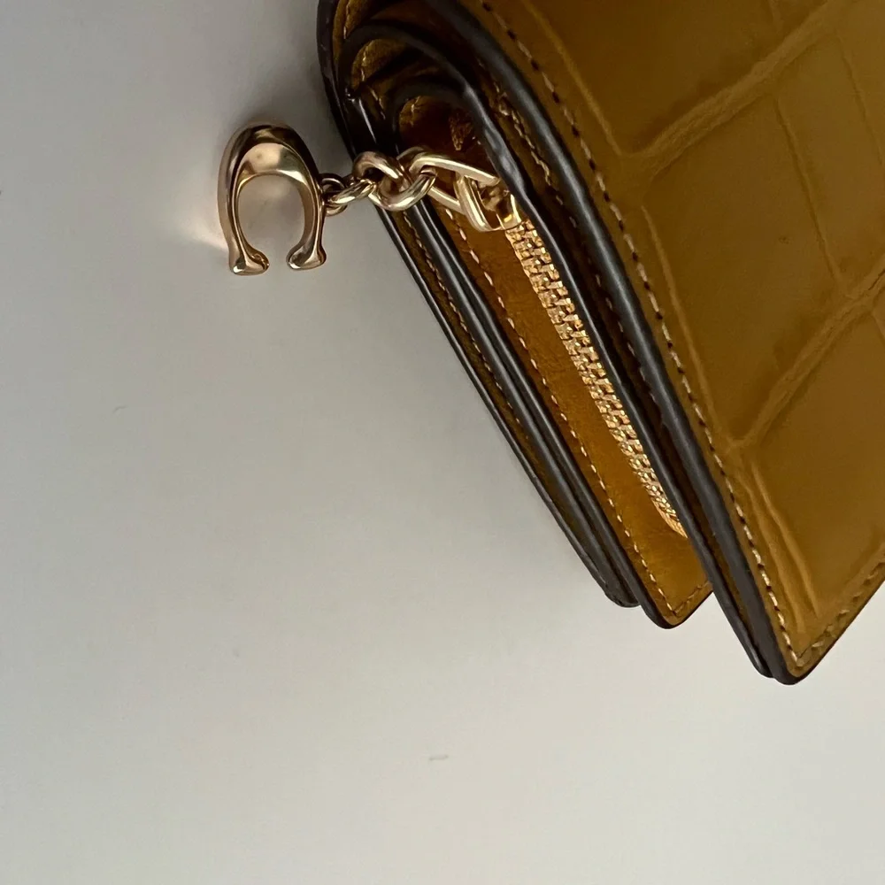 Coach Yellow Leather Croco Style Wallet - Picture 4 of 11